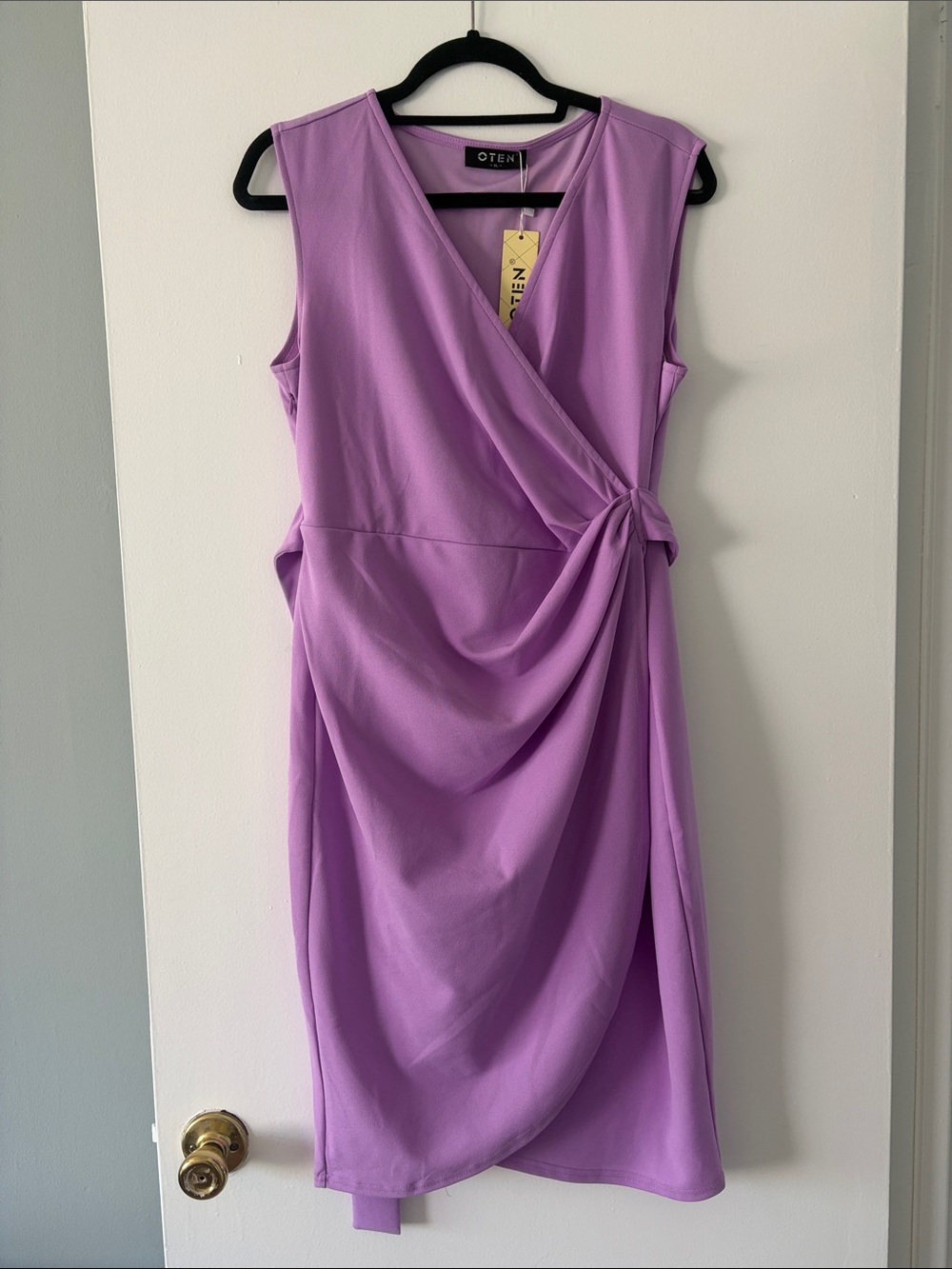 OTEN Lavender Purple Sleeveless Wrap Midi Dress NWT